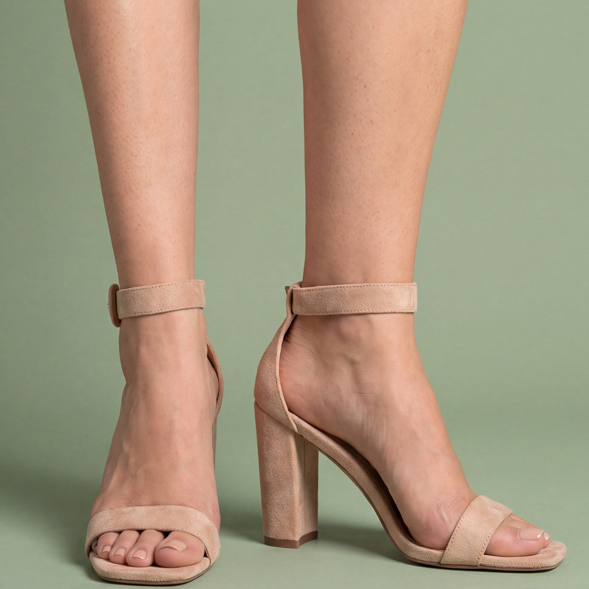 Melba Lane - orange ankle strap block heel sandals with square toe, side view, AU women's sizes