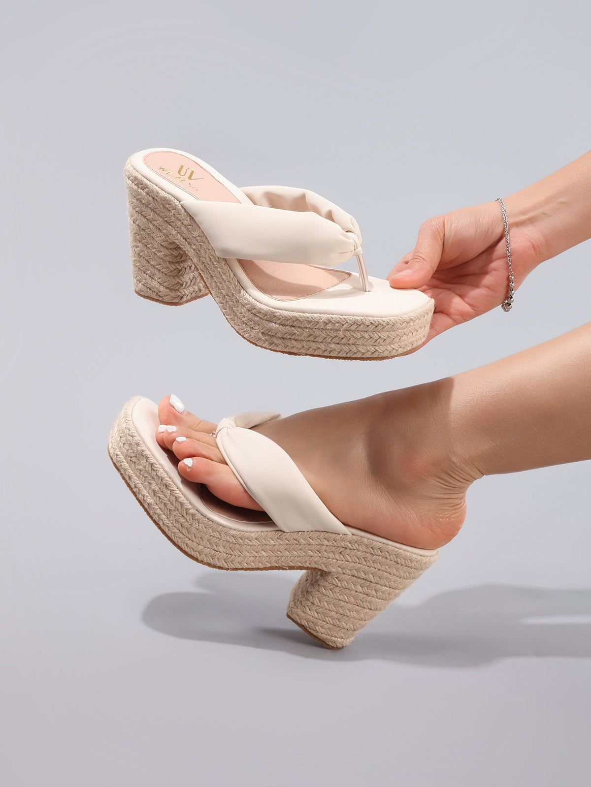Margo & Main – Padded Thong Platform Wedge Sandals, front view, US women's sizes