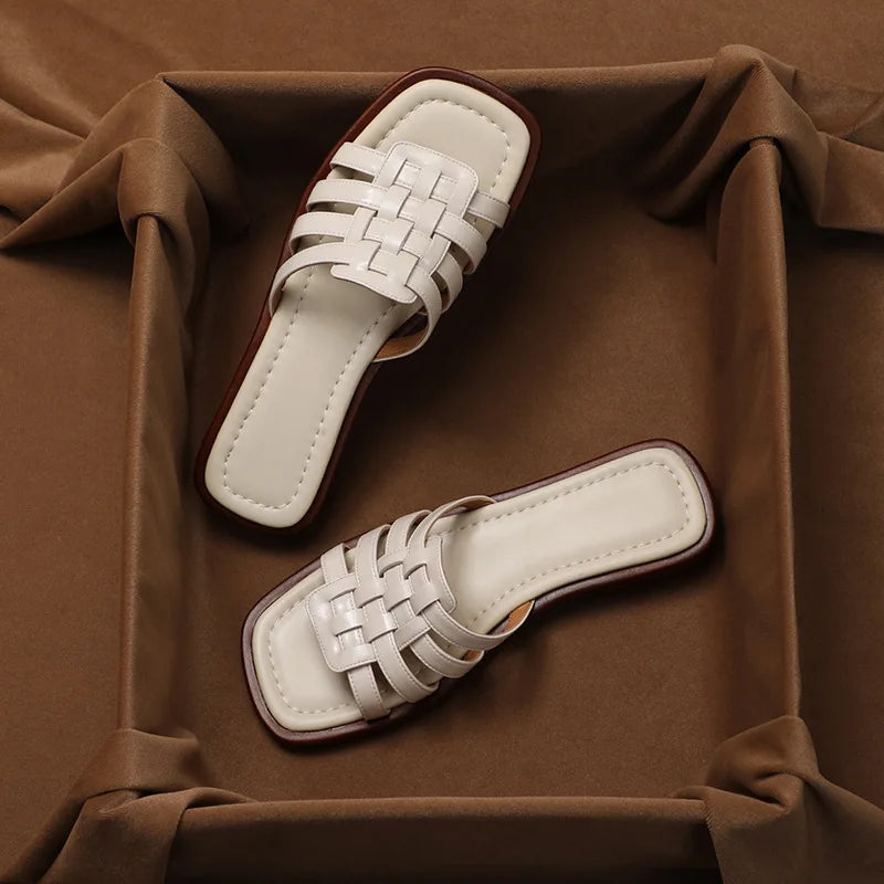 Caroline Italian Woven Slides Sandals
