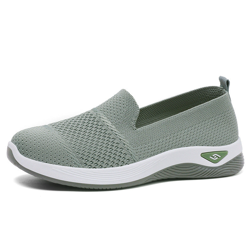 Melba Lane - green knit slip on walking shoes, single shoe from the side, AU women's sizes