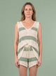 Melba Lane - green striped knit tank and shorts set, full length view, AU women's sizes