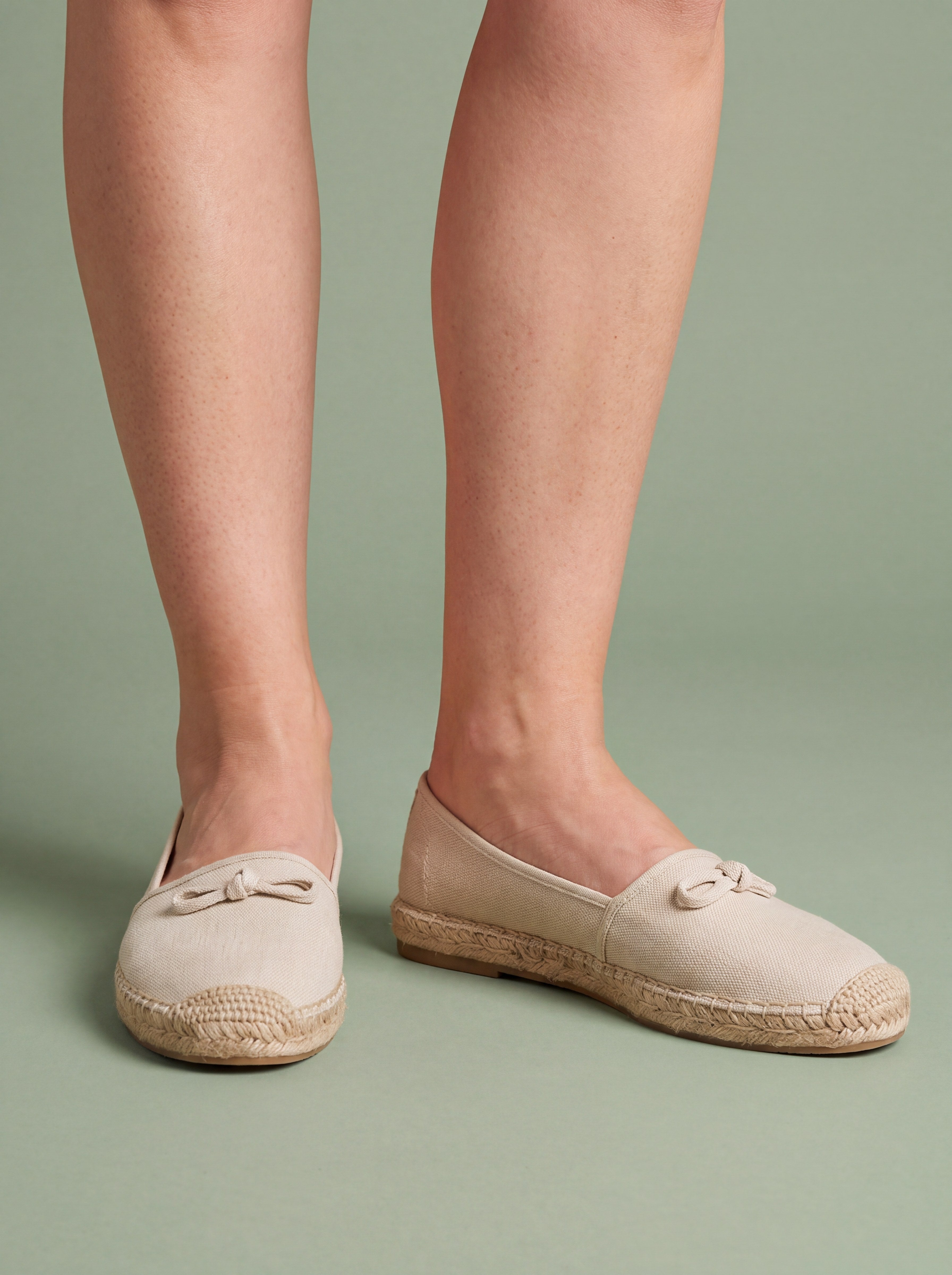 Melba Lane - beige woven slip on espadrille flats, front studio view, AU women's sizes