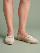 Melba Lane - beige woven slip on espadrille flats, front studio view, AU women's sizes