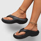 Margo & Main - black thong slide sandals with grooved platform tread, US women's sizes