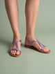 Melba Lane - lilac metallic T-strap flat sandals with open toe, front view, AU women's sizes