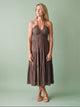 Melba Lane - brown tiered smocked midi dress with flowy skirt, full length, AU women's sizes