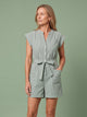Melba Lane - green belted short sleeve romper with front buttons, full length, AU women's sizes