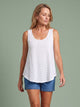 Melba Lane - white eyelet detail swing tank top, full length studio view, AU women's sizes