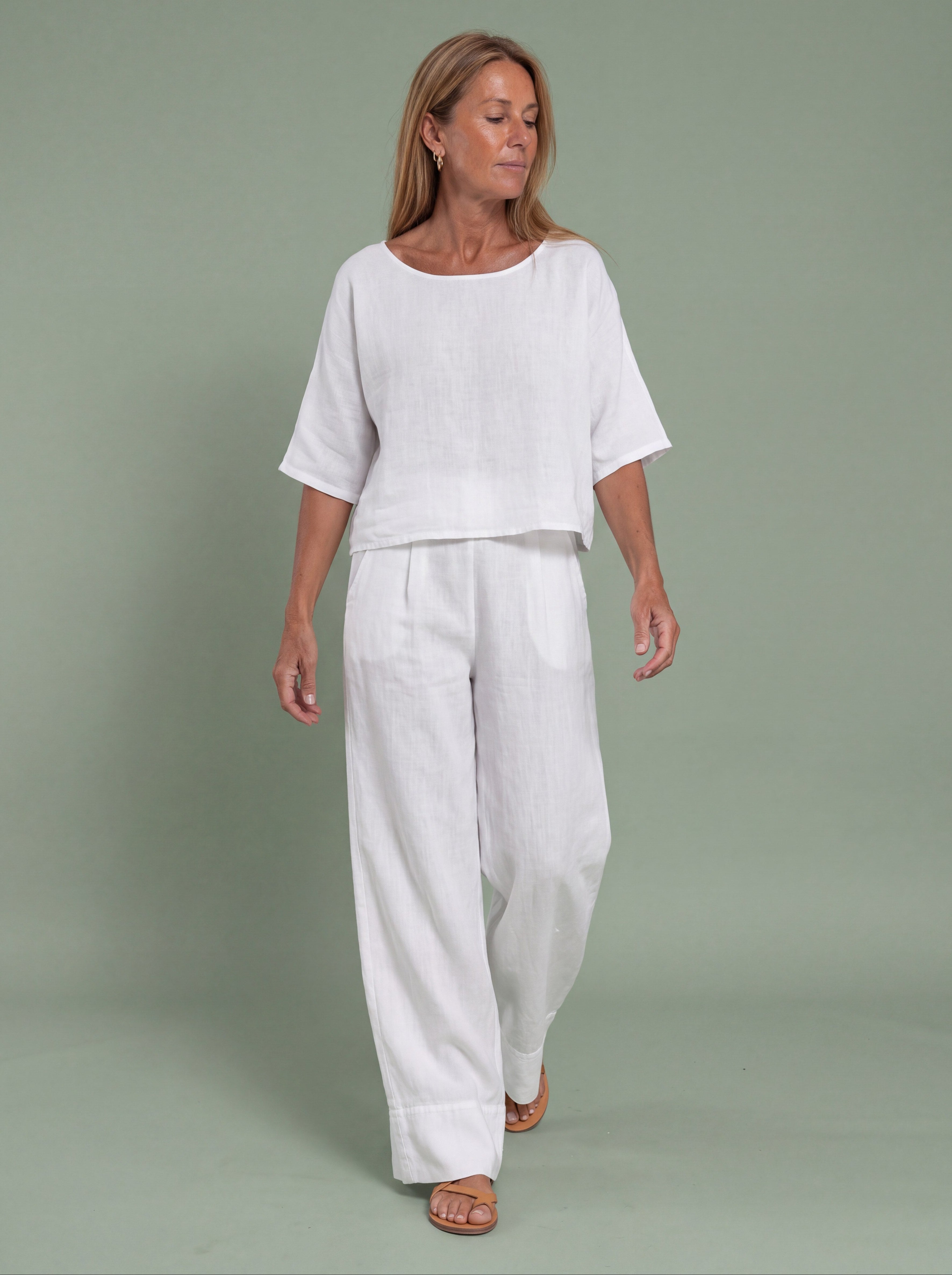 Melba Lane - white wide leg two piece set with a relaxed top, full length, AU women's sizes