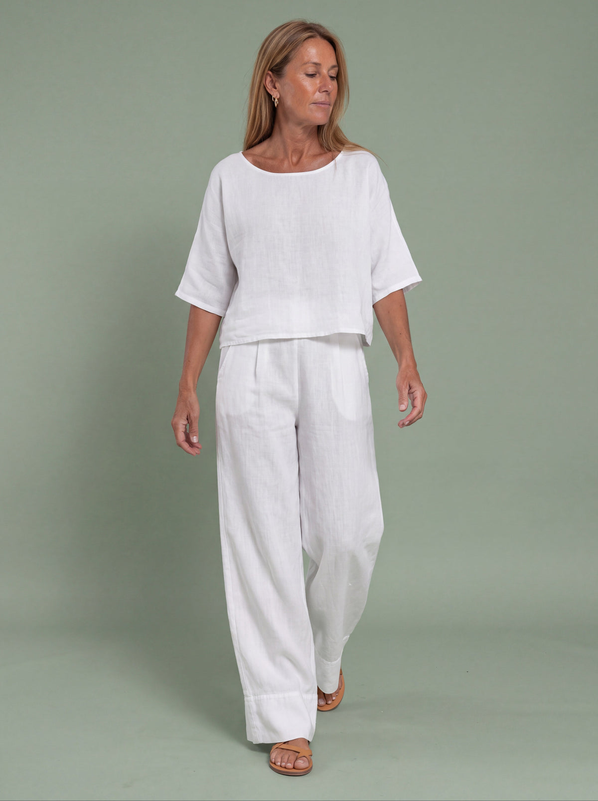 Melba Lane - white wide leg two piece set with a relaxed top, full length, AU women's sizes