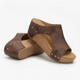 Margo & Main - brown studded cork wedge slide sandals angled pair, US women's sizes