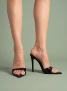 Melba Lane - black croc embossed stiletto mules with pointed toe, AU women's sizes