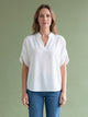 Melba Lane - white split neck flutter sleeve top, full length studio view, AU women's sizes