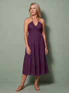 Melba Lane - lilac tiered smocked midi dress with flowy skirt, full length, AU women's sizes