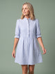 Melba Lane - blue striped A-line shirt dress with buttons, full length, AU women's sizes