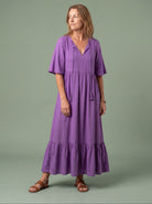 Melba Lane - lilac tiered print maxi dress with tassel tie, full length, AU women's sizes