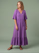 Melba Lane - lilac tiered print maxi dress with tassel tie, full length, AU women's sizes