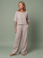 Melba Lane - grey wide leg two piece set with a relaxed top, full length, AU women's sizes