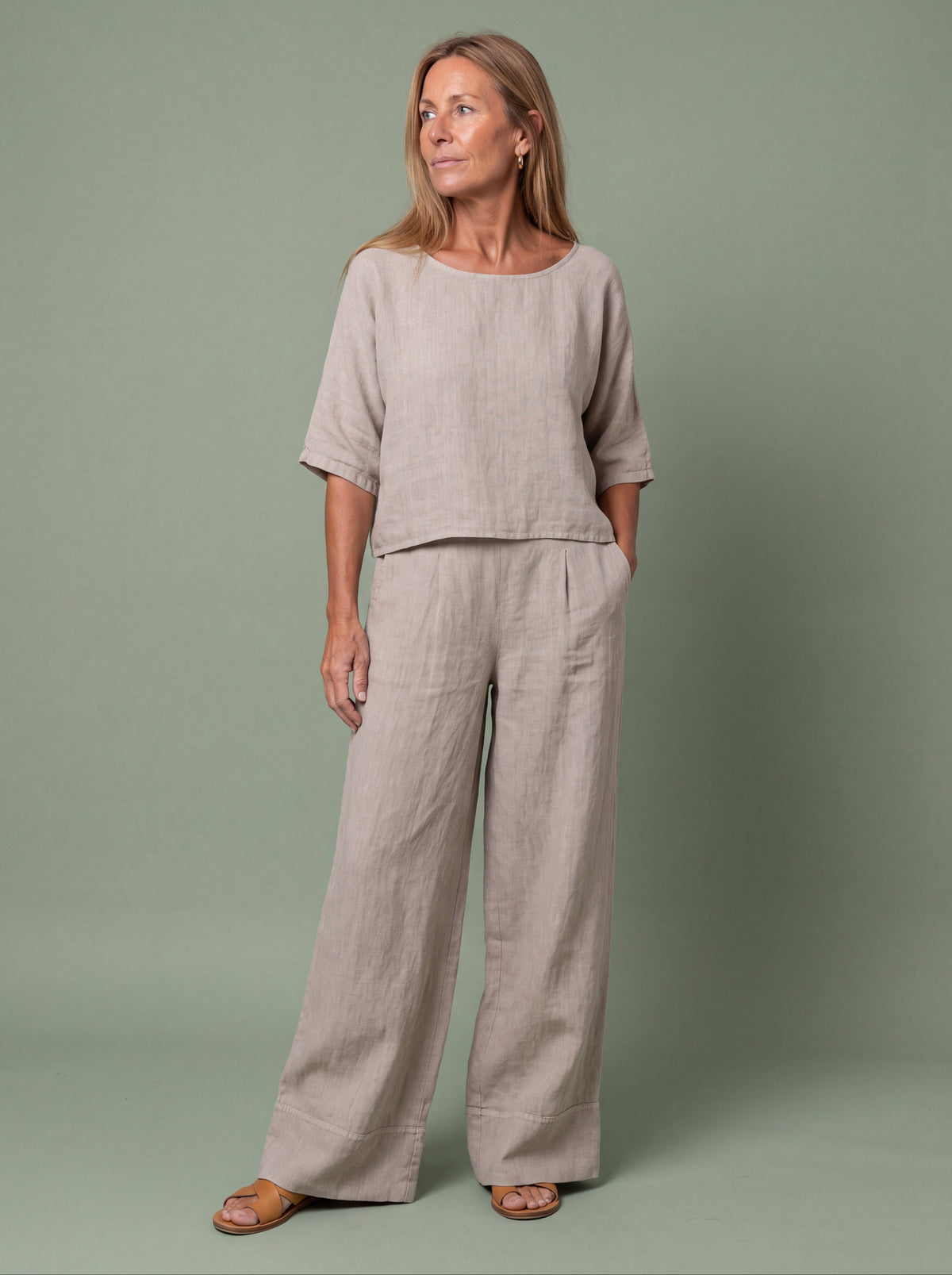 Melba Lane - grey wide leg two piece set with a relaxed top, full length, AU women's sizes