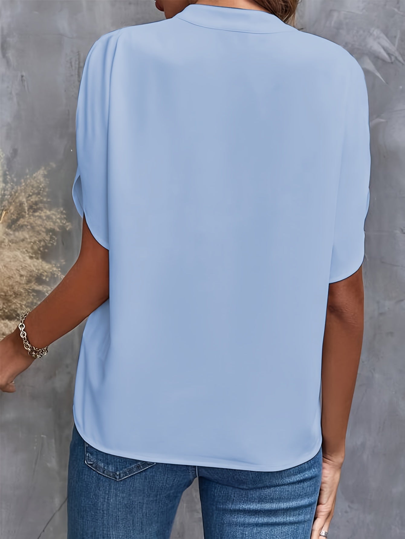 Laurel Split Neck Flutter Sleeve Blouse