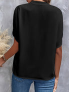 Laurel Split Neck Flutter Sleeve Blouse