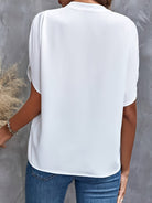 Laurel Split Neck Flutter Sleeve Blouse