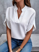 Laurel Split Neck Flutter Sleeve Blouse