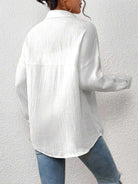 Margo & Main – lightweight cotton gauze button-up shirt, side view, US women's sizes