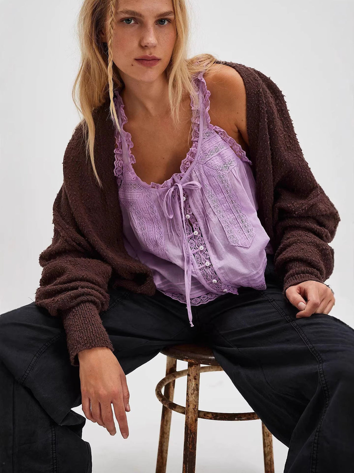 Luna Lace Tie-Front Cami Top