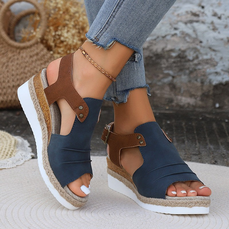 Nerina Two-Tone Espadrille Wedge Sandals
