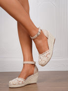 Margo & Main – closed-toe espadrille wedge sandals, side view, US women's sizes