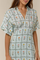 Margo & Main – linen floral collared maxi dress, full length view, US women's sizes