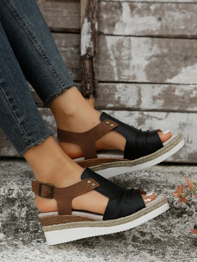 Nerina Two-Tone Espadrille Wedge Sandals