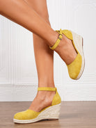Margo & Main – closed-toe espadrille wedge sandals, close-up view, US women's sizes