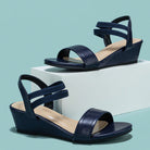 Margo & Main – double strap low wedge sandals, back view, US women's sizes