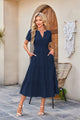 Spoleto Flutter Sleeve Tiered Midi Dress