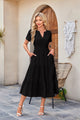 Spoleto Flutter Sleeve Tiered Midi Dress