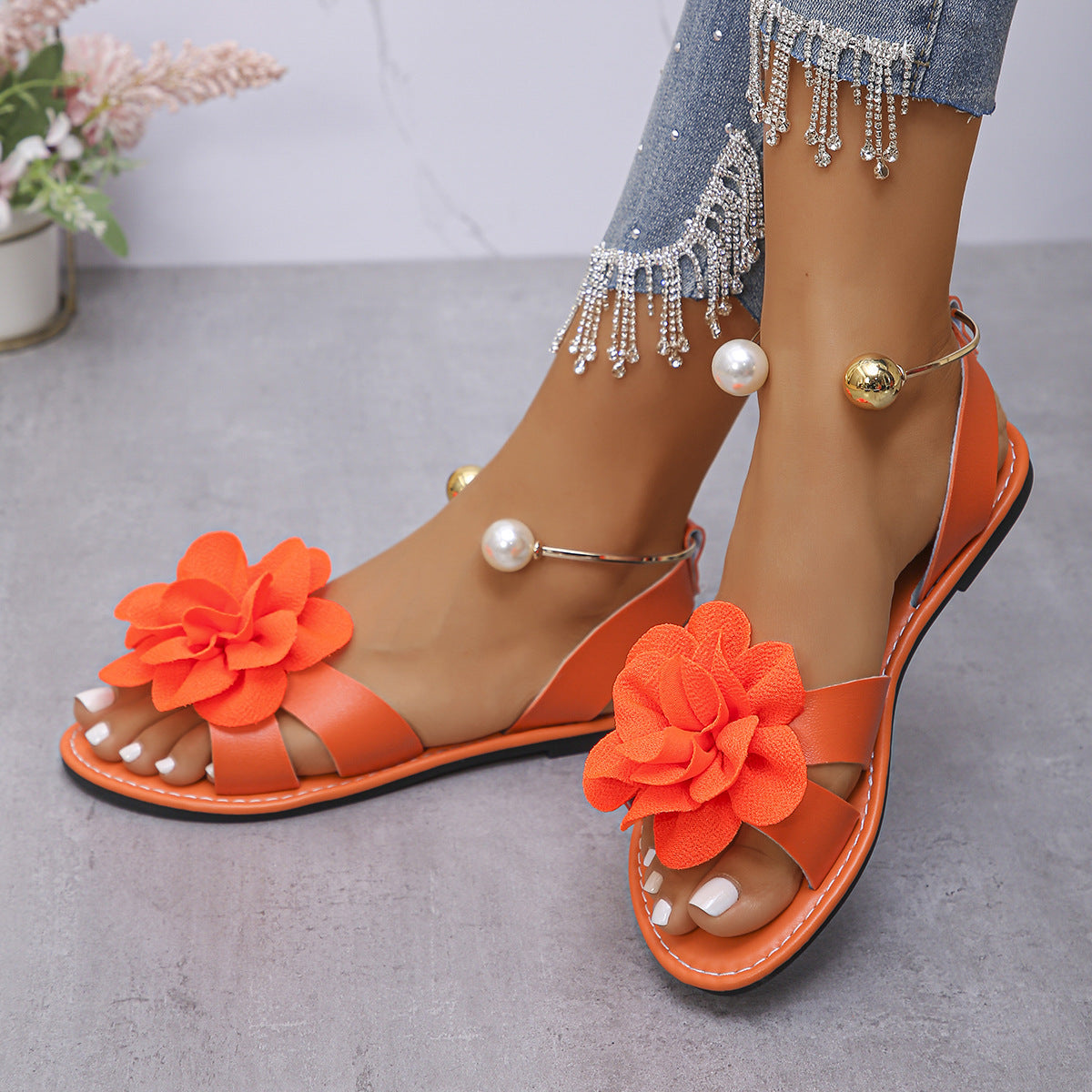 Rochelle Pearl Flower Sandals