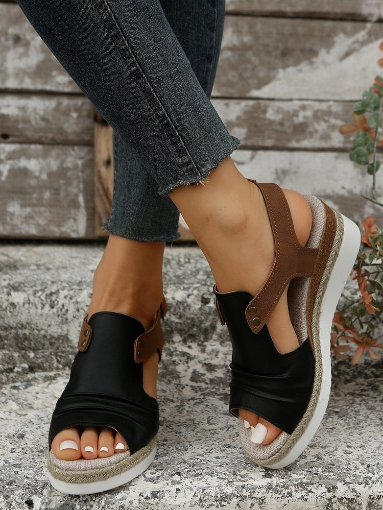 Nerina Two-Tone Espadrille Wedge Sandals