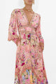 Margo & Main – floral chiffon puff sleeve maxi dress, detail view, US women's sizes