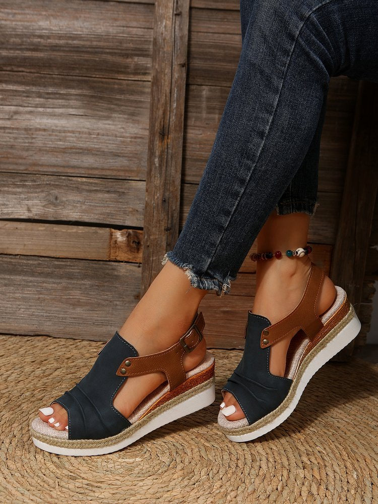 Nerina Two-Tone Espadrille Wedge Sandals