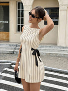 Josephina Striped Bow Mini Dress