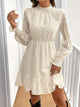 Margo & Main – Cream Textured Chiffon A-Line Dress Fabric and Ruffle Hem Detail, US women's sizes