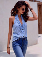 Katherine Ruffle Halter Blouse