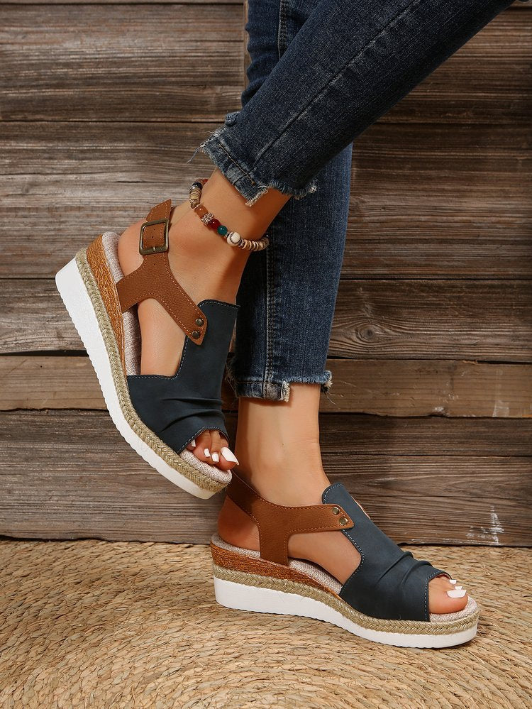 Nerina Two-Tone Espadrille Wedge Sandals