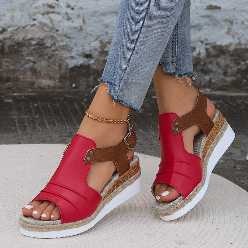 Nerina Two-Tone Espadrille Wedge Sandals