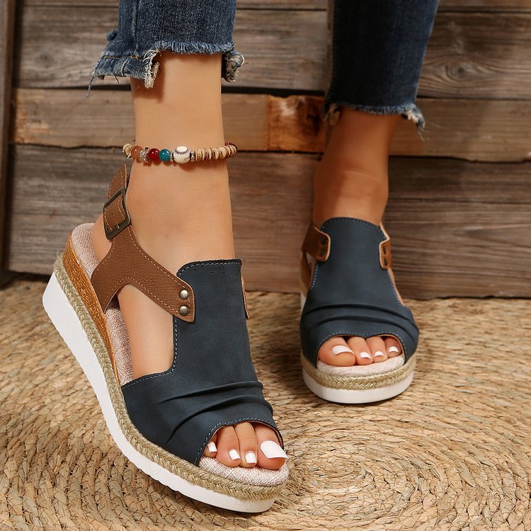 Nerina Two-Tone Espadrille Wedge Sandals