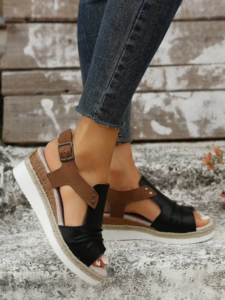 Nerina Two-Tone Espadrille Wedge Sandals