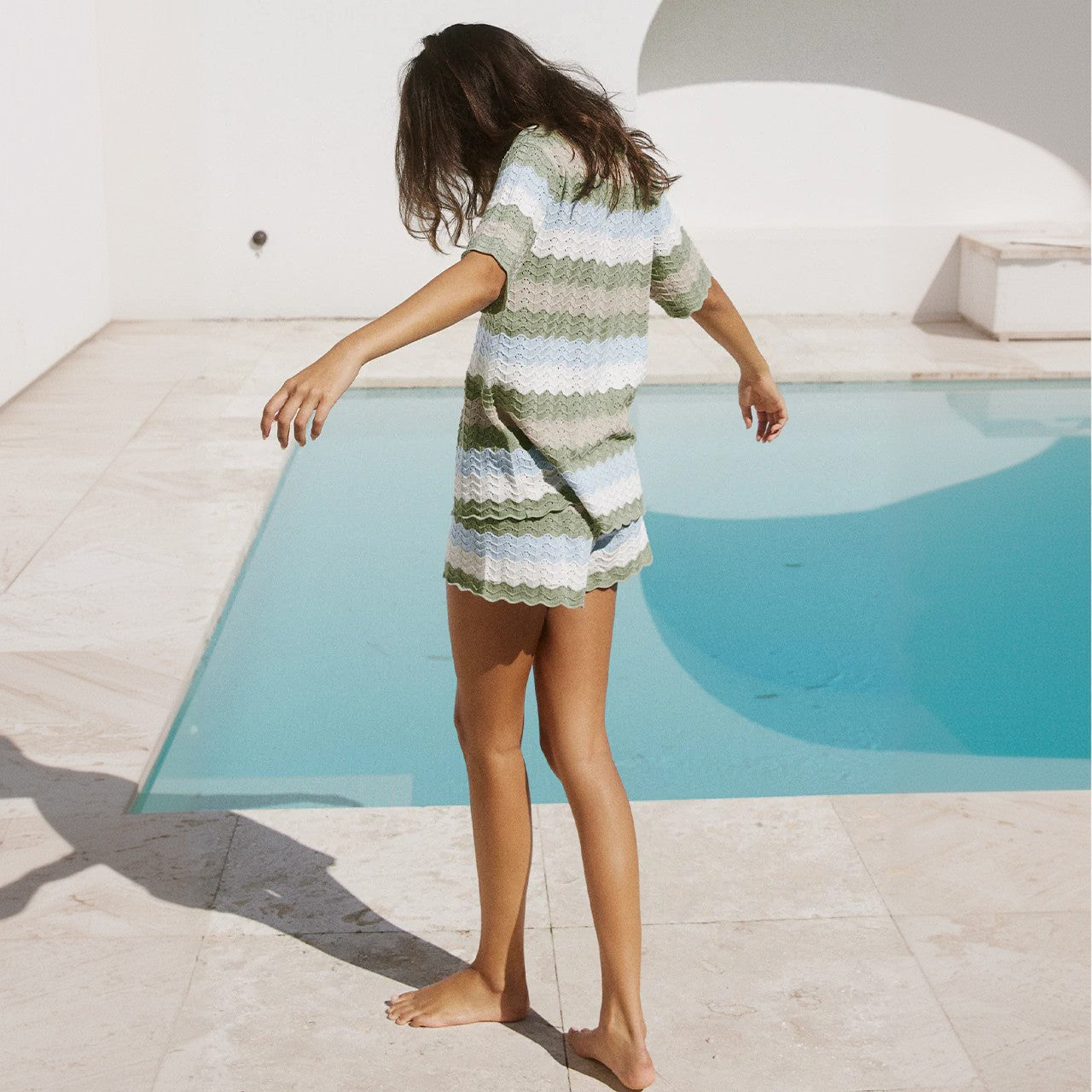 Meredith Crochet Stripe Two Piece Set