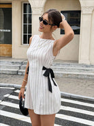 Josephina Striped Bow Mini Dress